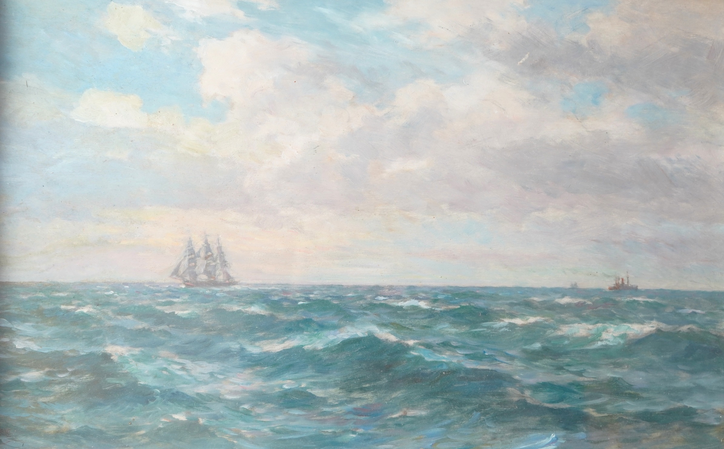 Bernard Finegan Gribble, 1872-1962, Seascape with distant boats